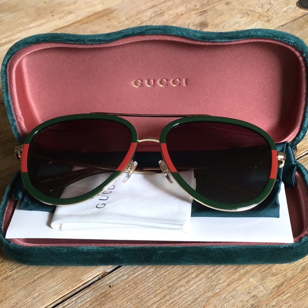 NWT Gucci Urban Pilot Web Block Aviator Sunglasses